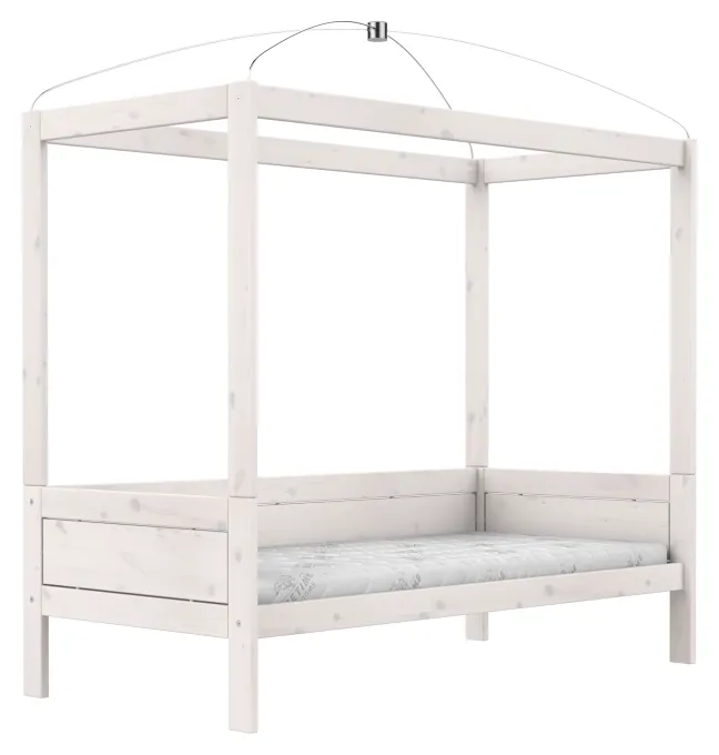 Lifetime Himmelbett 90x200cm mit Rollboden whitewash