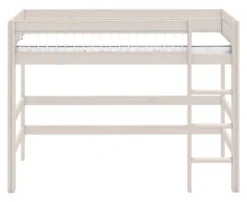 Lifetime Hochbett 152cm 90x200cm mit Deluxe Lattenrost Absturzsicherung Streben whitewash