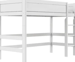 Lifetime Hochbett 152cm 90x200cm mit Rollboden weiß lackiert