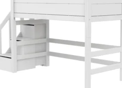 Lifetime Hochbett 152cm 90x200cm mit Treppe und Rollboden weiß lackiert