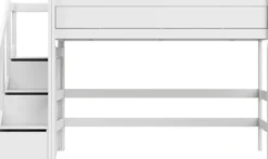 Lifetime Hochbett 152cm 90x200cm mit Treppe und Rollboden weiß lackiert