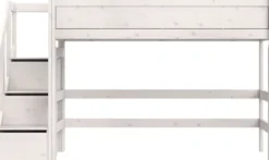 Lifetime Hochbett 152cm 90x200cm mit Treppe und Rollboden whitewash