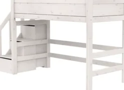 Lifetime Hochbett 152cm 90x200cm mit Treppe und Rollboden whitewash