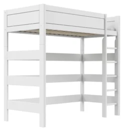 Lifetime Hochbett 90x200cm Höhe: 195cm mit Rollboden weiß lackiert