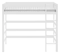 Lifetime Hochbett 90x200cm mit Deluxe Lattenrost Absturzsicherung Streben weiß lackiert