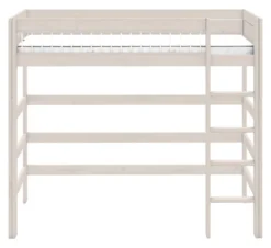 Lifetime Hochbett 90x200cm mit Deluxe Lattenrost Absturzsicherung Streben whitewash