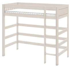 Lifetime Hochbett 90x200cm mit Deluxe Lattenrost Absturzsicherung Streben whitewash
