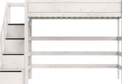 Lifetime Hochbett 90x200cm mit Treppe und Rollboden whitewash