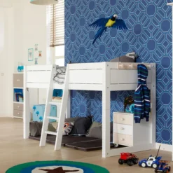 Lifetime 4 in 1 Bett mit Himmeldach inkl. Rollboden weiß lackiert