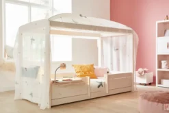 Lifetime 4 in 1 Bett mit Himmeldach inkl. Rollboden weiß lackiert