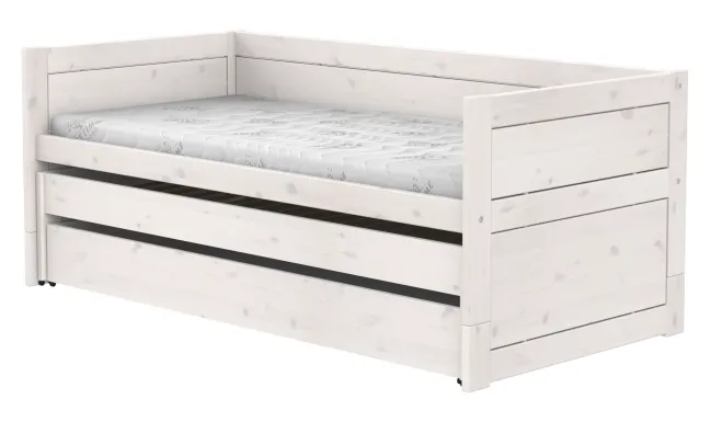 Lifetime Kojenbett 90x200cm mit Gästebett, Bettkasten und Rollboden whitewash