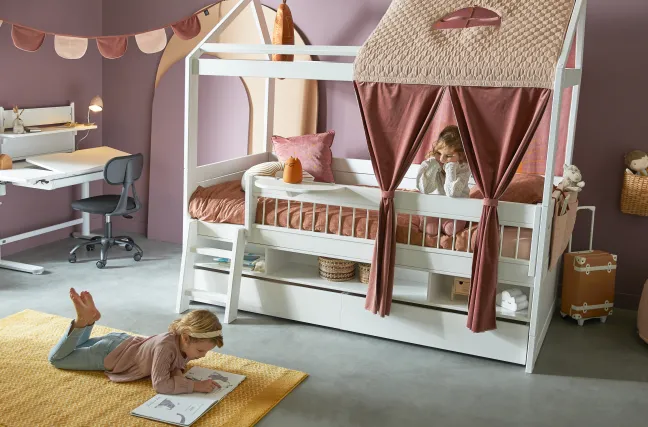 Lifetime Kojenbett 90x200cm mit Hausdach und Markise Sunset Dream Komplettset