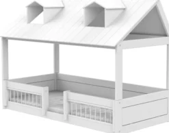 Lifetime Montessori Beachhouse Bett 90x200cm mit Premium Rollboden weiß lackiert