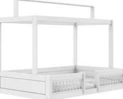 Lifetime Montessori Bett 120x200cm mit Dachaufsatz und Absturzsicherung weiß lackiert
