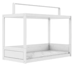 Lifetime Montessori Bett 90x200cm mit Dachaufsatz weiß lackiert