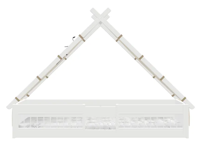 Lifetime Montessori Tipibett Jungle 90x200cm mit Rollboden und Absturzsicherung weiß lackiert
