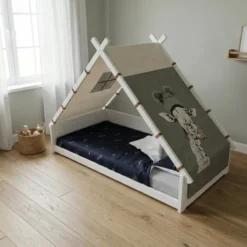 Lifetime Montessori Tipibett Jungle 90x200cm mit Rollboden weiß lackiert
