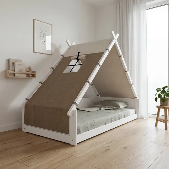 Lifetime Montessori Tipibett Over the Moon 90x200cm mit Rollboden weiß lackiert