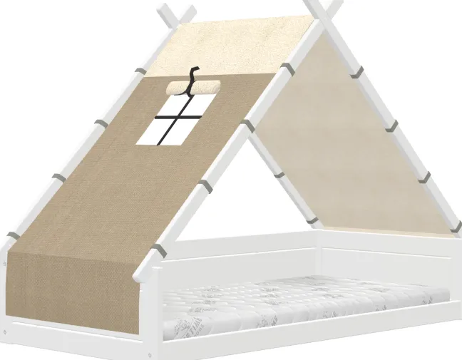 Lifetime Montessori Tipibett Over the Moon 90x200cm mit Rollboden weiß lackiert