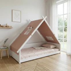 Lifetime Montessori Tipibett Rainbow 90x200cm mit Rollboden weiß lackiert