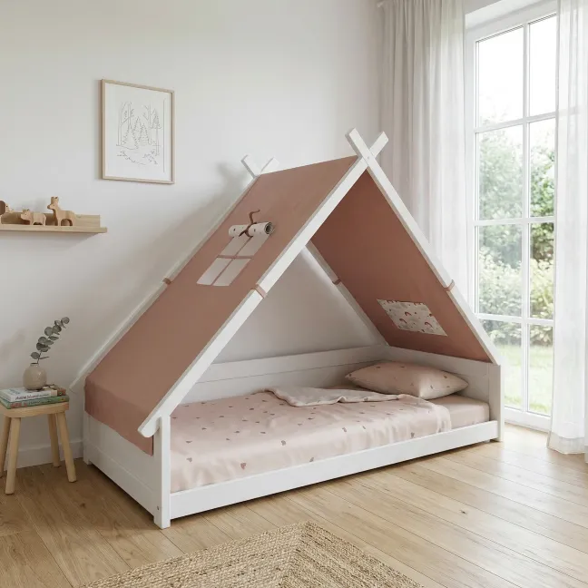 Lifetime Montessori Tipibett Rainbow 90x200cm mit Rollboden weiß lackiert