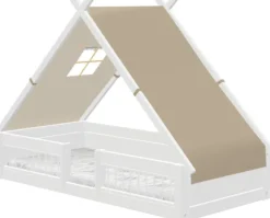 Lifetime Montessori Tipibett Surf 90x200cm mit Rollboden und Absturzsicherung weiß lackiert