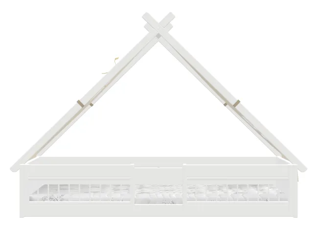 Lifetime Montessori Tipibett Surf 90x200cm mit Rollboden und Absturzsicherung weiß lackiert