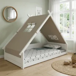Lifetime Montessori Tipibett Surf 90x200cm mit Rollboden weiß lackiert