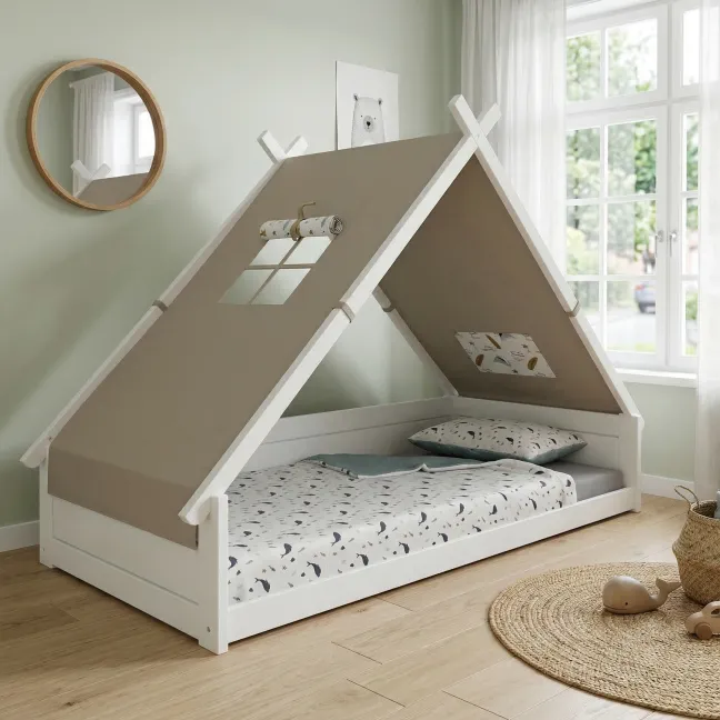 Lifetime Montessori Tipibett Surf 90x200cm mit Rollboden weiß lackiert