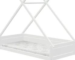 Lifetime Montessori Tipibett 90x200cm mit Rollboden weiß lackiert