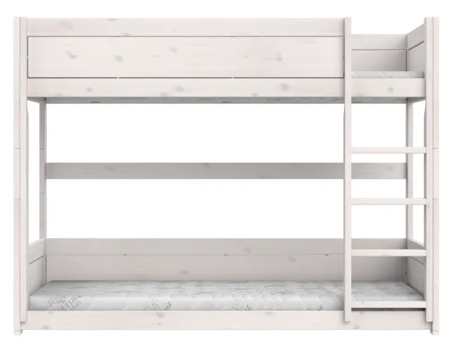 Lifetime niedriges Etagenbett 90x200cm mit Deluxe Lattenrost whitewash