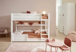 Lifetime niedriges Etagenbett 90x200cm mit Rollboden weiß lackiert