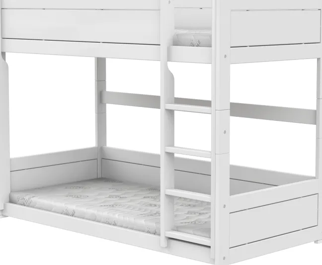 Lifetime niedriges Etagenbett 90x200cm mit Rollboden weiß lackiert