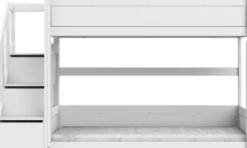 Lifetime niedriges Etagenbett 90x200cm mit Treppe und Rollboden weiß lackiert