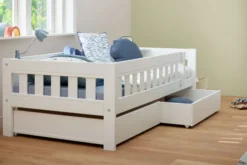 Lifetime Norden Basisbett 90x200cm mit Rollboden und Absturzsicherung weiß lackiert