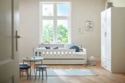 Lifetime Norden Basisbett 90x200cm mit Rollboden und Absturzsicherung und 2 Bettkästen weiß lackiert
