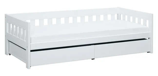 Lifetime Norden Basisbett 90x200cm mit Rollboden und 2 Bettkästen weiß lackiert