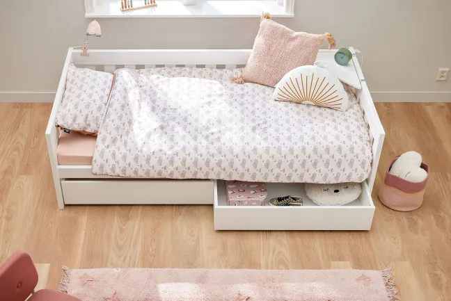 Lifetime Norden Basisbett 90x200cm mit Rollboden und 2 Bettkästen weiß lackiert