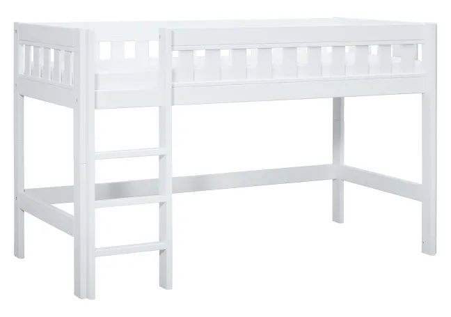 Lifetime Norden halbhohes Bett 90x200cm mit Rollboden weiß lackiert