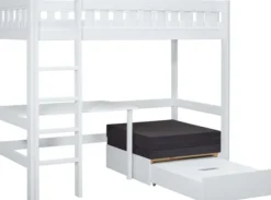 Lifetime Norden Hochbett 90x200cm mit Rollboden, Schreibtisch und Sofabett weiß