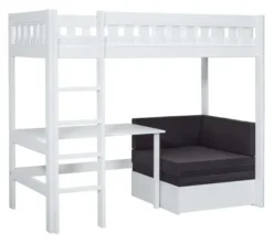 Lifetime Norden Hochbett 90x200cm mit Rollboden, Schreibtisch und Sofabett weiß