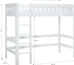 Lifetime Norden Hochbett 90x200cm mit Rollboden weiß lackiert