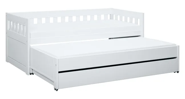 Lifetime Norden Kojenbett 90x200cm mit Rollboden, Gästebett und Bettkasten weiß lackiert
