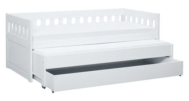 Lifetime Norden Kojenbett 90x200cm mit Rollboden, Gästebett und Bettkasten weiß lackiert