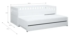 Lifetime Norden Kojenbett 90x200cm mit Rollboden, Gästebett und Bettkasten weiß lackiert