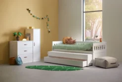 Lifetime Norden Kojenbett 90x200cm mit Rollboden, Gästebett und Bettkasten weiß lackiert