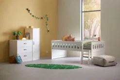 Lifetime Norden Kojenbett 90x200cm mit Rollboden und Leiter weiß lackiert