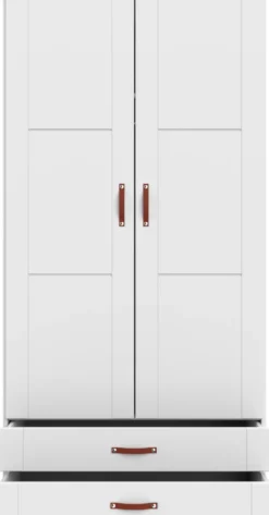 Lifetime Schrank 100cm mit 2 Türen, 2 Böden und 2 Schubladen weiß lackiert