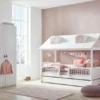 Lifetime Schrank 100cm mit 2 Türen, Einteilung und Kleiderstange weiß lackiert
