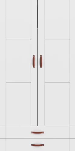 Lifetime Schrank 100cm mit 2 Türen, 2 Schubladen und Trennwand weiß lackiert